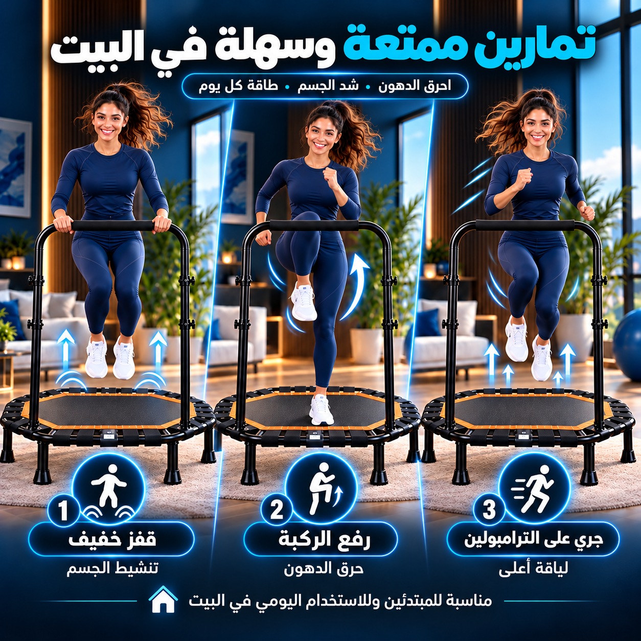 تمارين القفز ورفع الركبة والكارديو